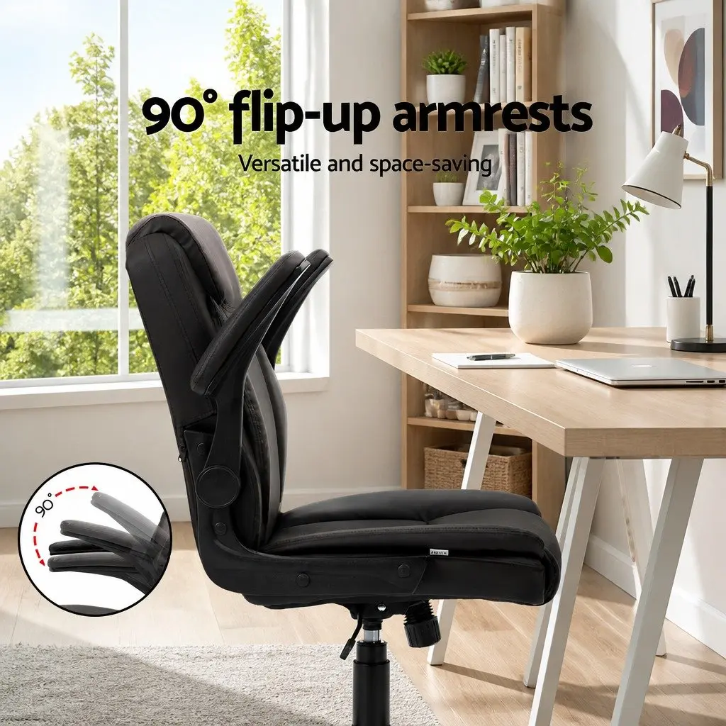 Office Chair Mid Back Brown Adjustable Height Swivel Seat