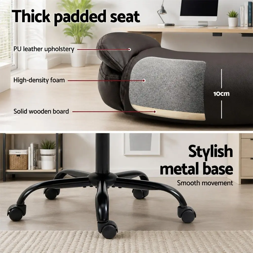 Office Chair Mid Back Brown Adjustable Height Swivel Seat