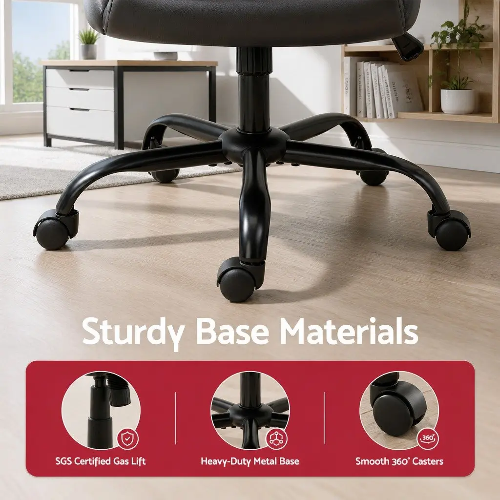 Office Chair Mid Back Brown Adjustable Height Swivel Seat