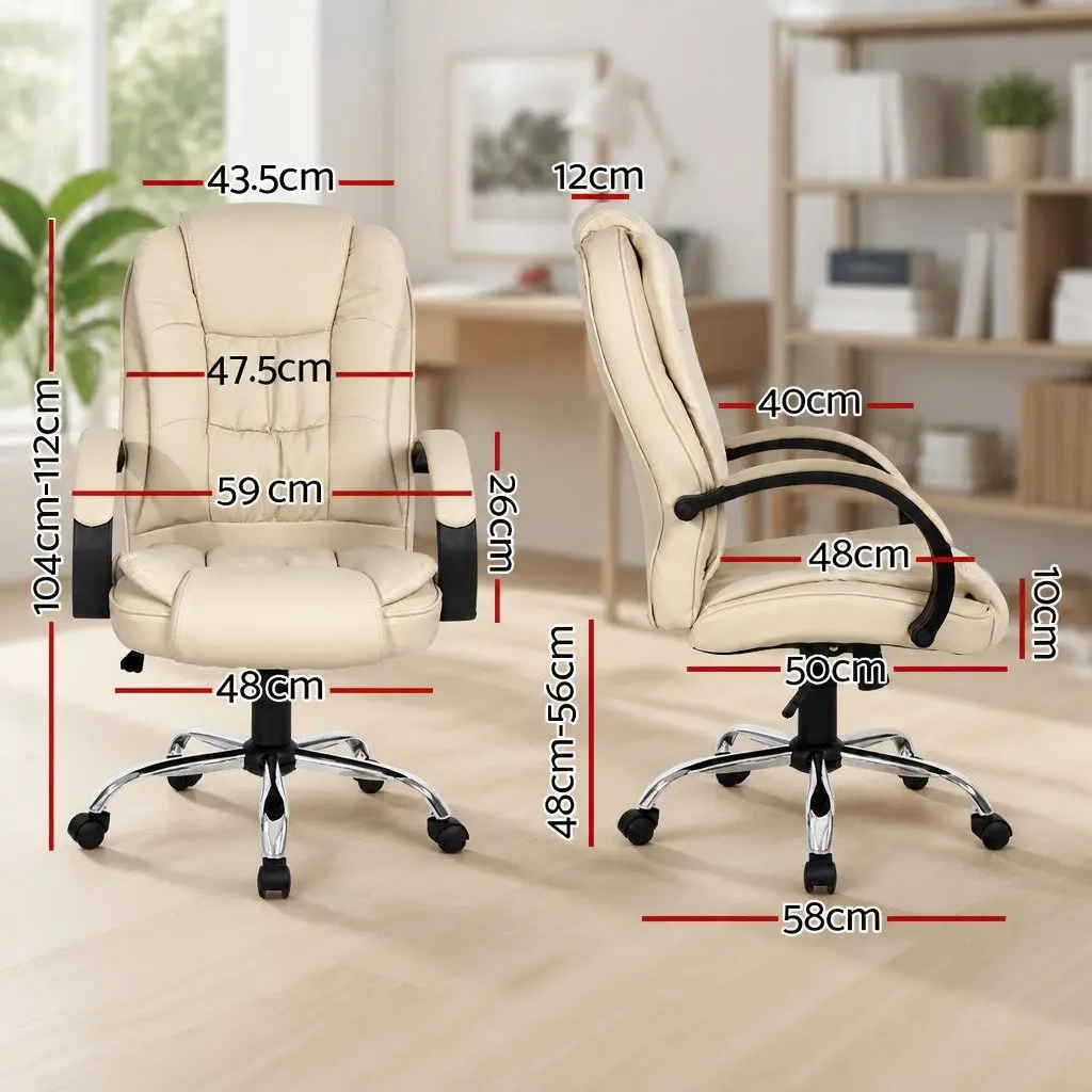 Executive Office Chair High Back Padded Beige
