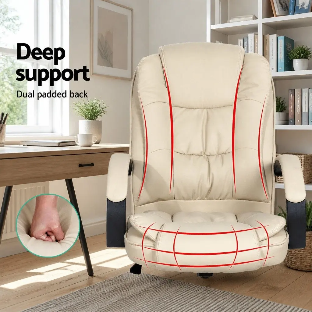 Executive Office Chair High Back Padded Beige