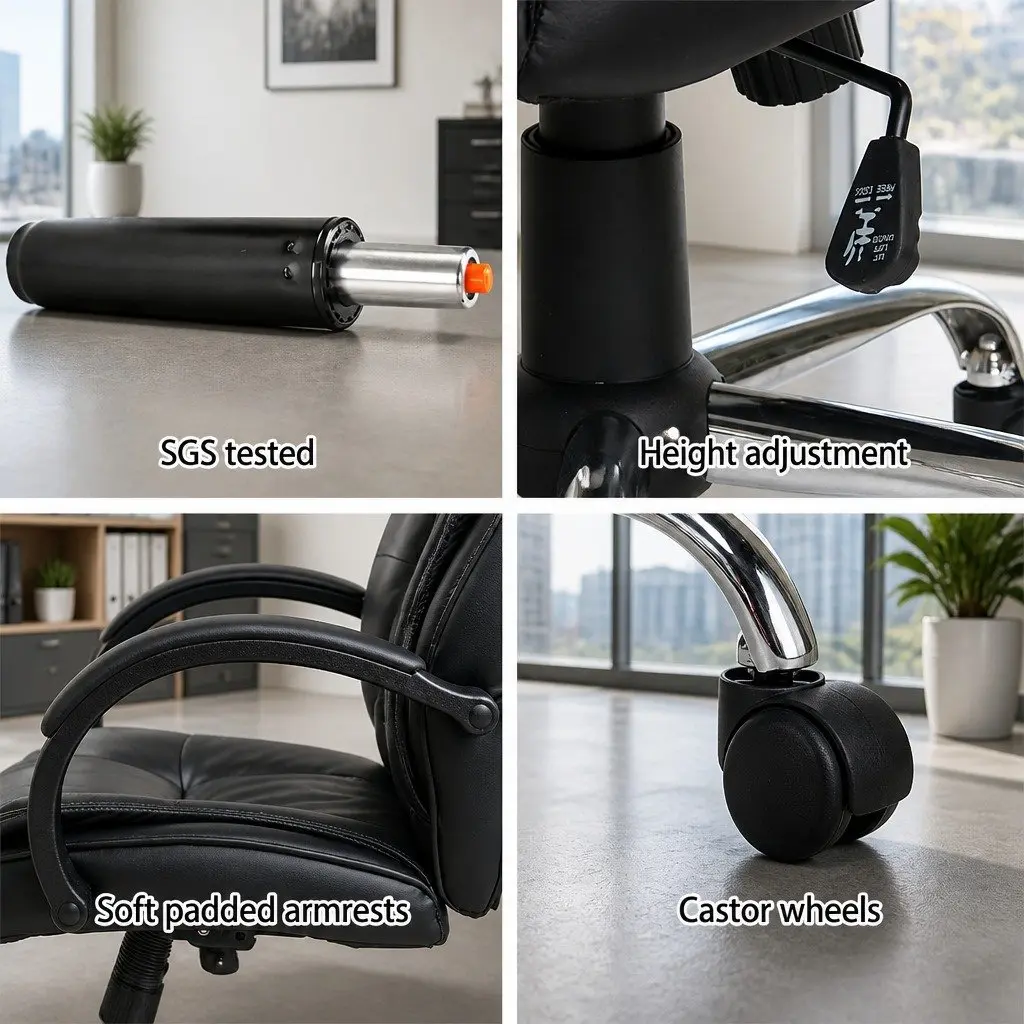 Executive Office Chair High Back Tilt Swivel Black PU Leather Padded Desk Seat