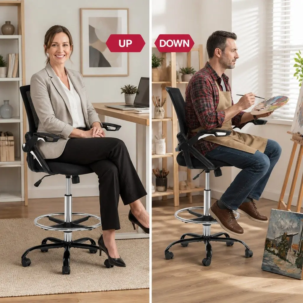 Drafting Stool with Adjustable Options