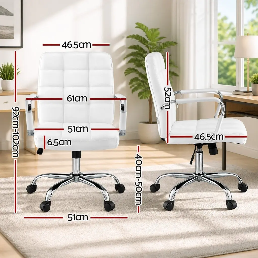 Office Chair in White PU Leather