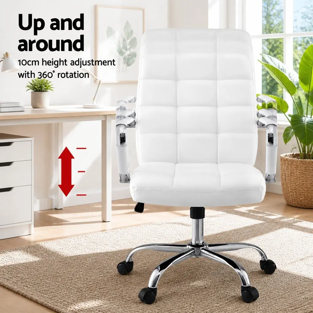 Office Chair in White PU Leather