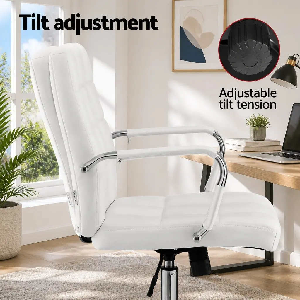 Office Chair in White PU Leather