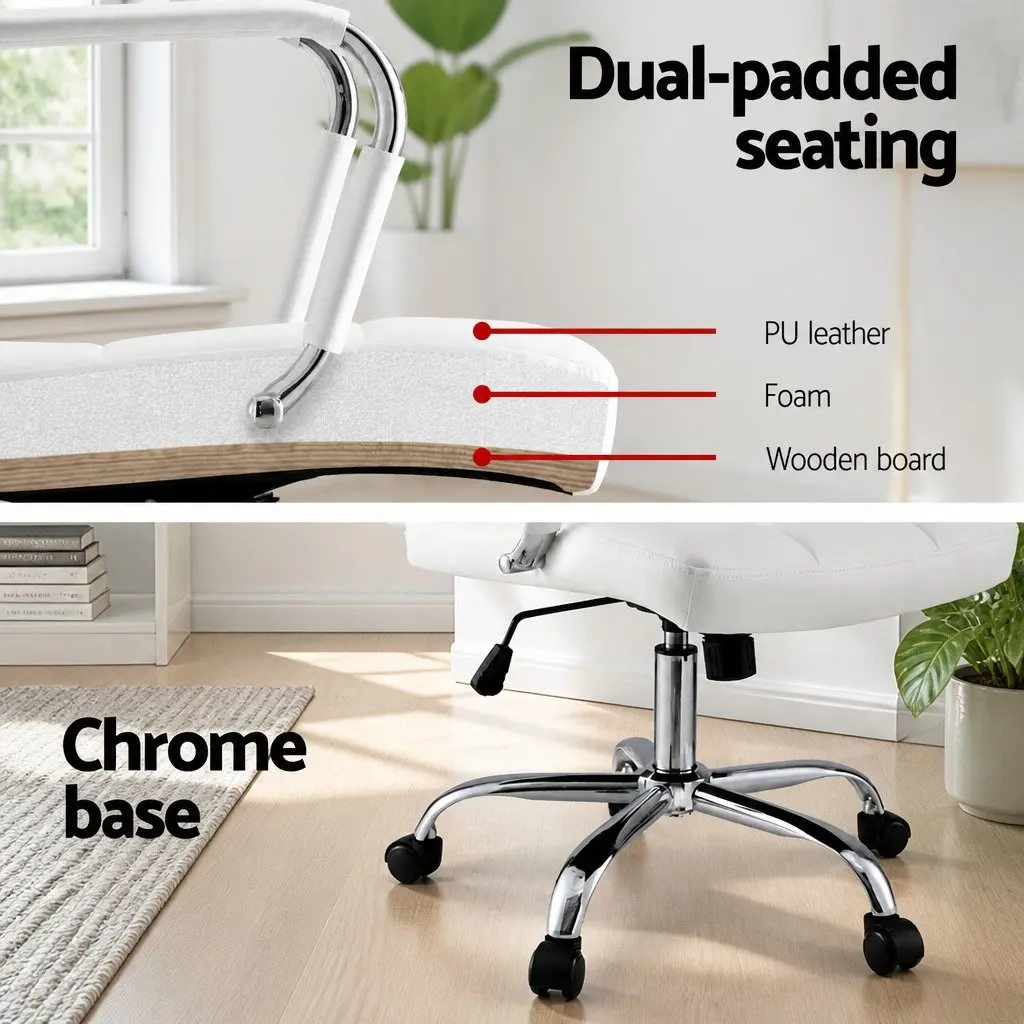 Office Chair in White PU Leather