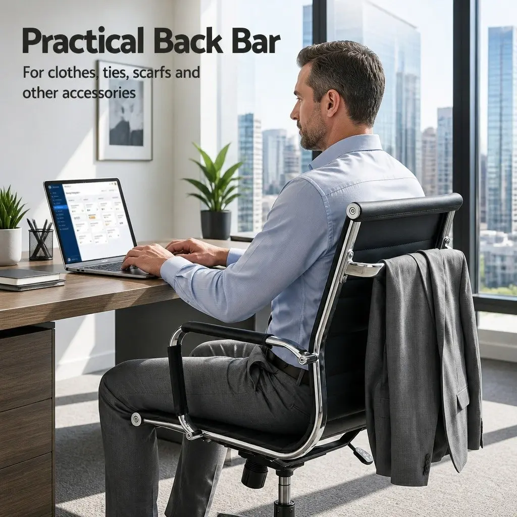 Office Chair Mid Back PU Leather Rotatable Tilt Height Adjustable