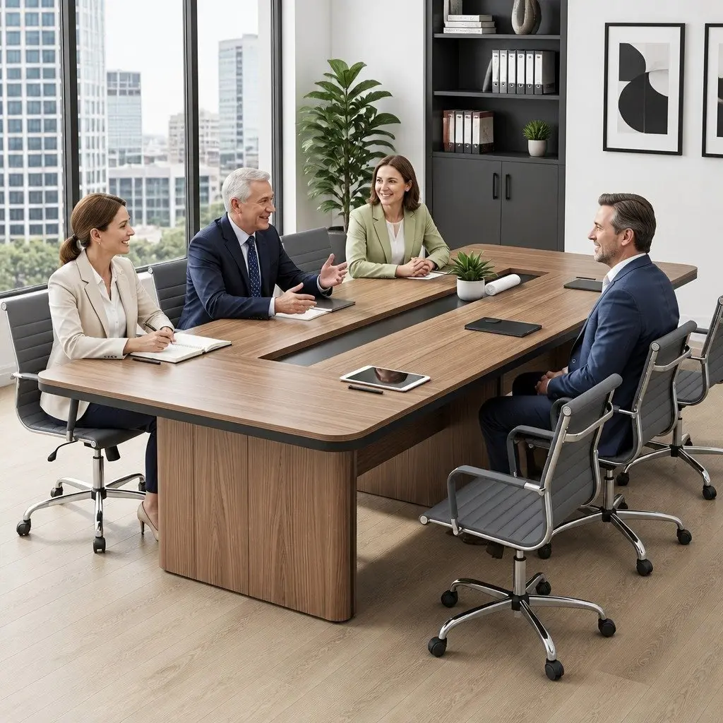 Mid Back Office Chair 360 Degree Rotatable Grey PU Leather with Height and Tilt Adjustments