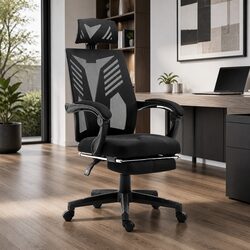 Mesh Office Chair Recliner Black High-Back Adjustable Headrest 150 Degree