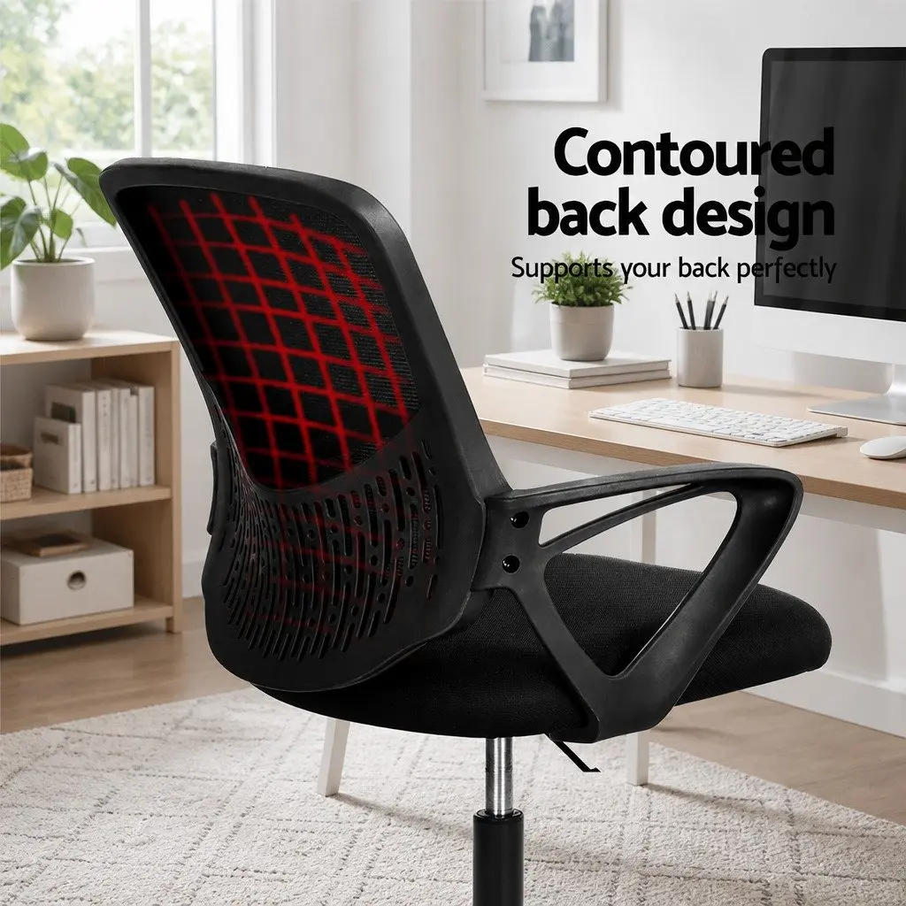 Adjustable Height Black Mesh Drafting Stool Office Chair with Contoured Backrest and Footrest Ring