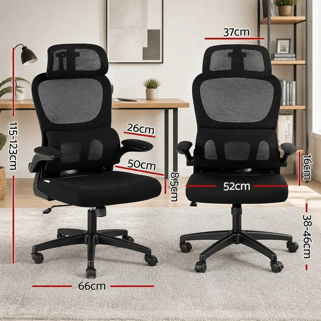 Ergonomic Office Chair Mesh High Back Black with Lumbar Support Adjustable Headrest