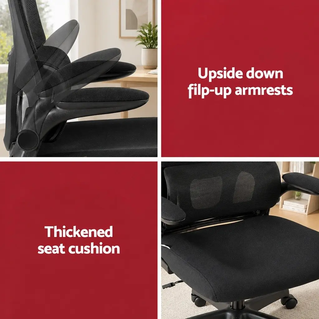 Ergonomic Office Chair Mesh High Back Black with Lumbar Support Adjustable Headrest