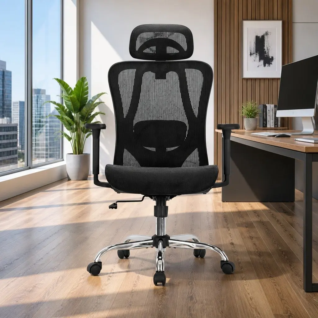 Ergonomic High Back Office Chair Mesh Adjustable Headrest Lumbar Support 360 Degree Swivel Recline