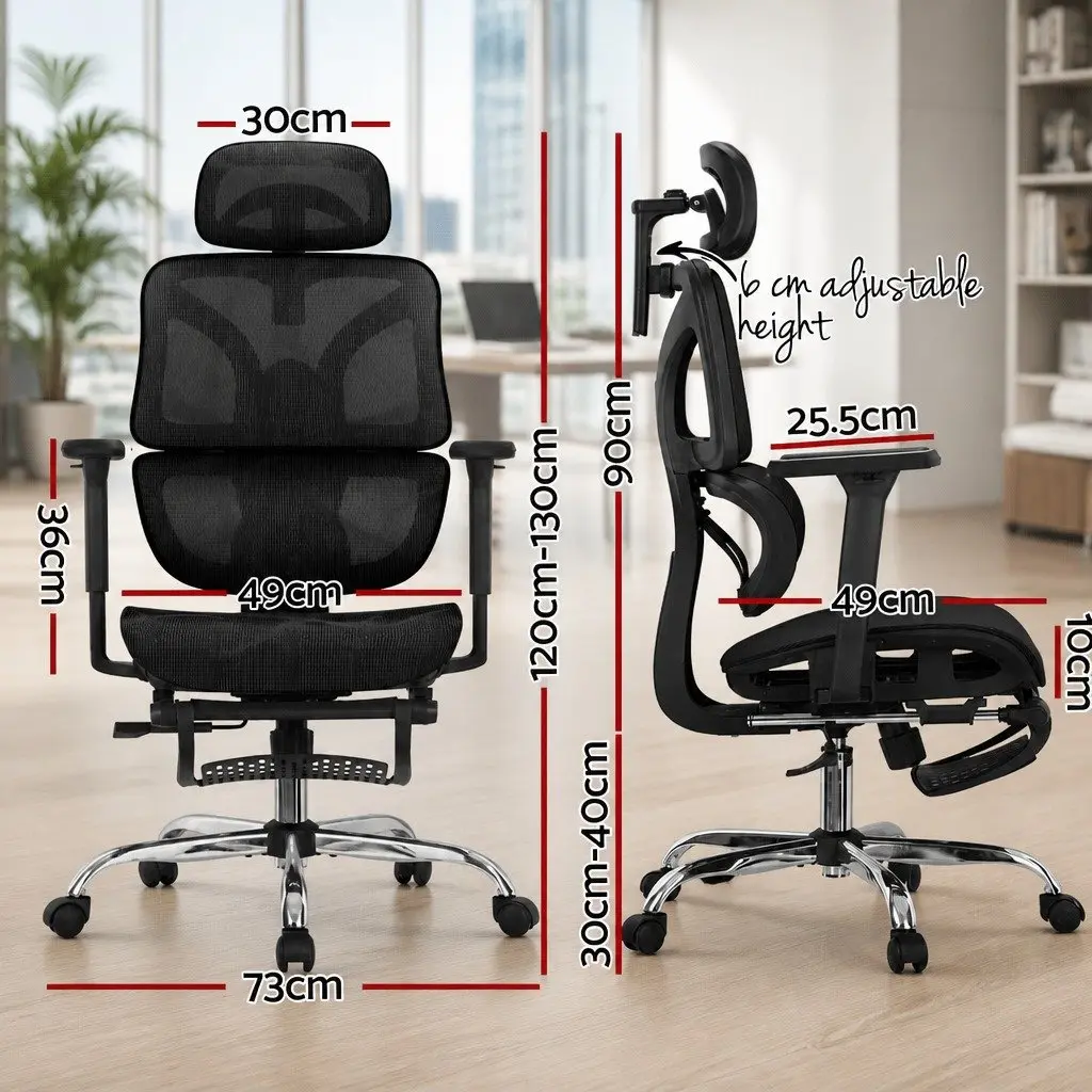 High Back Ergonomic Office Chair with Mesh Seat Adjustable Height Footrest Swivel Desk