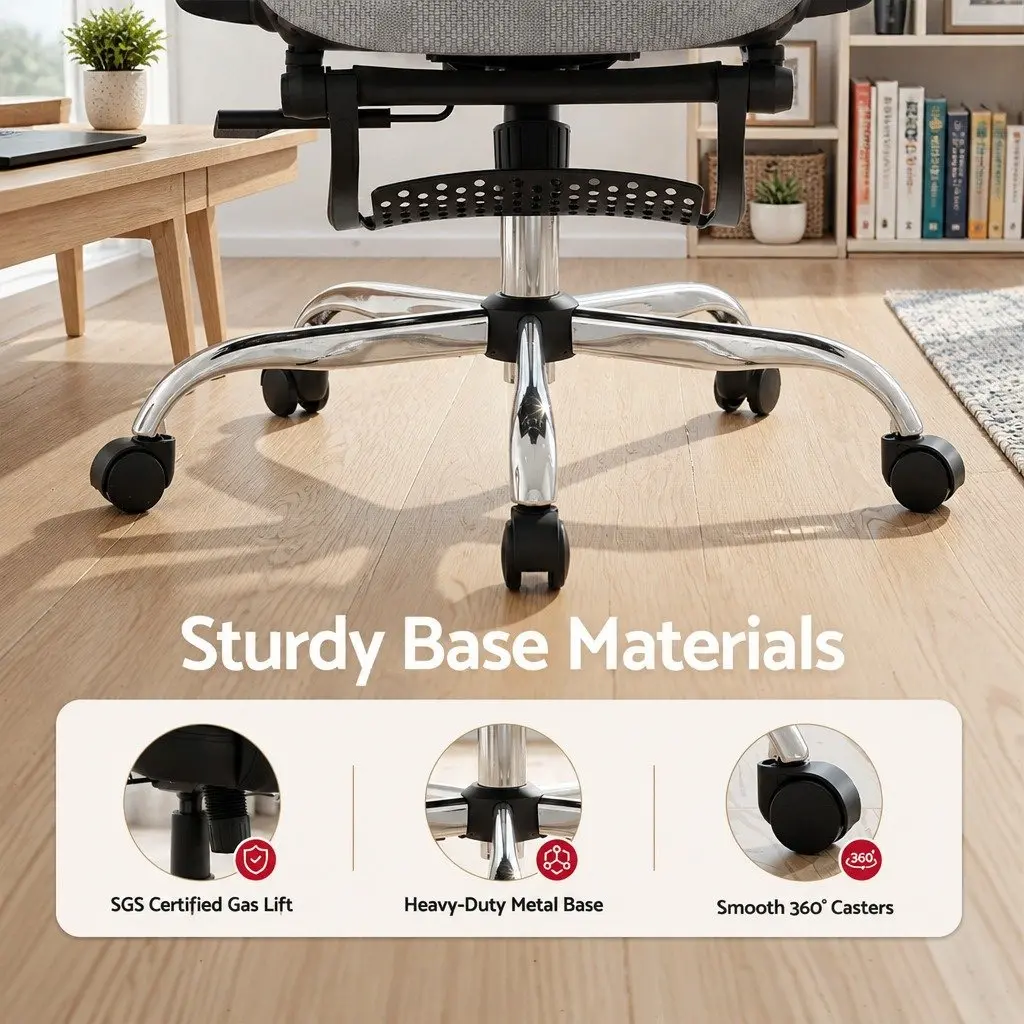 Ergonomic Office Chair High Back Mesh Adjustable Headrest Grey Swivel Footrest