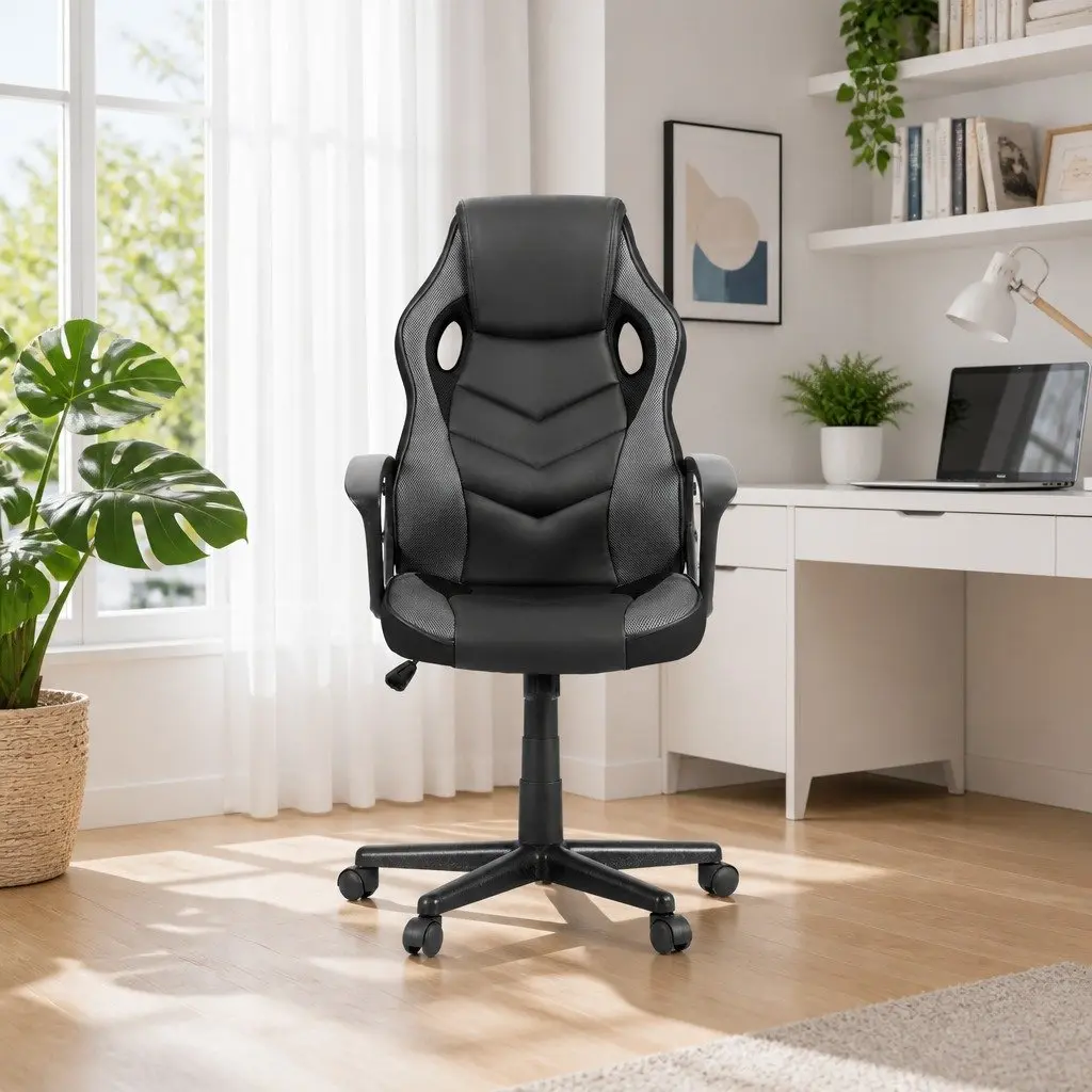 Gaming Office Chair Computer Desk Seat Grey High-Back Swivel Adjustable Height