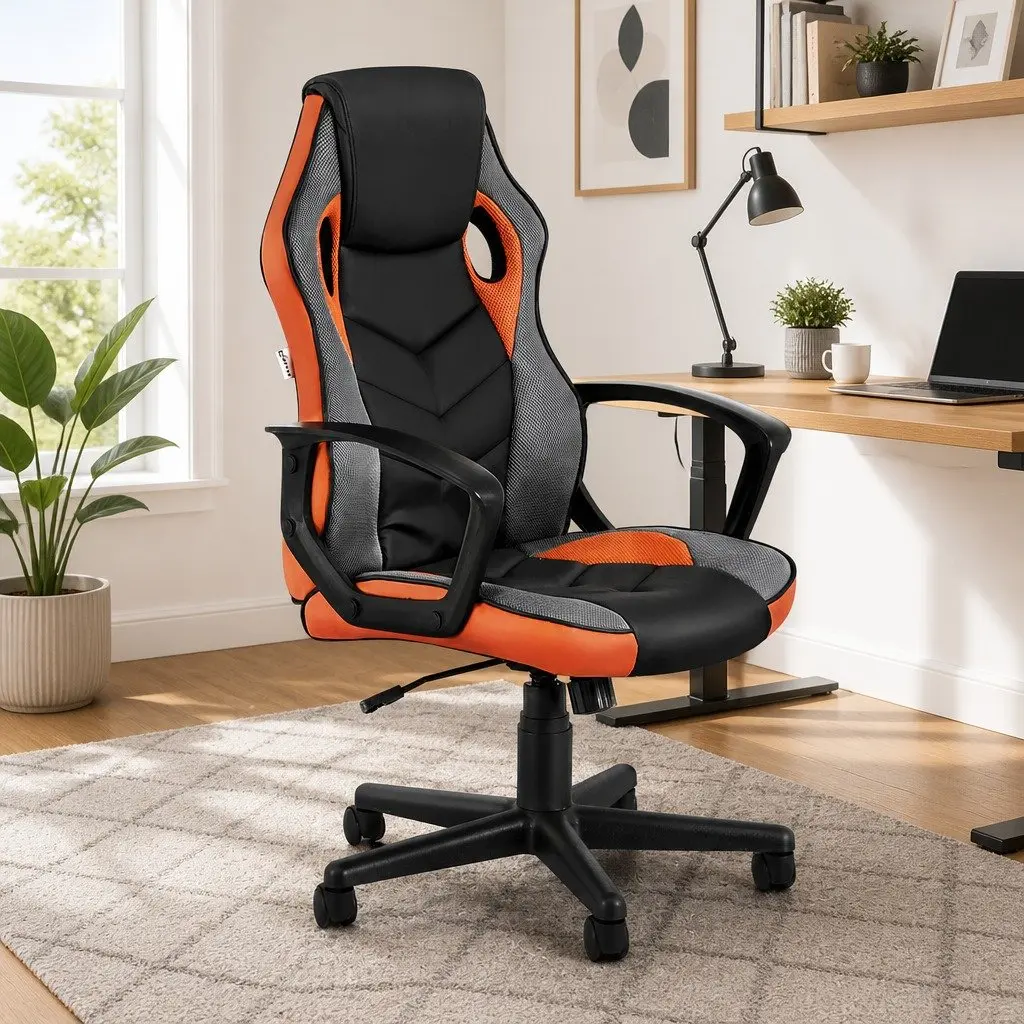 Gaming Office Chair High Back Orange Adjustable