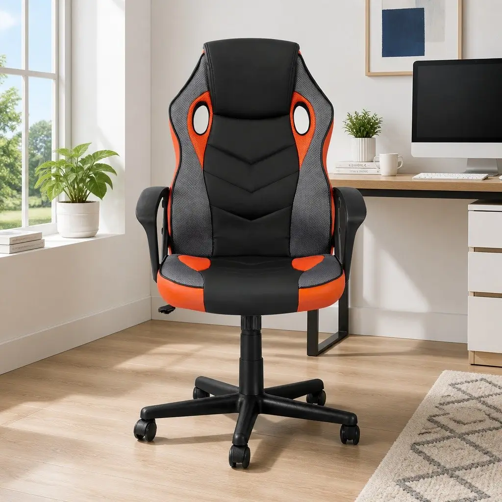 Gaming Office Chair High Back Orange Adjustable