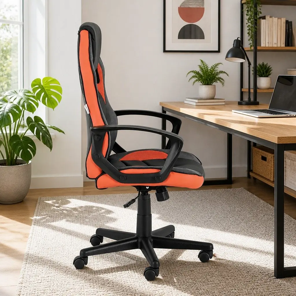 Gaming Office Chair High Back Orange Adjustable