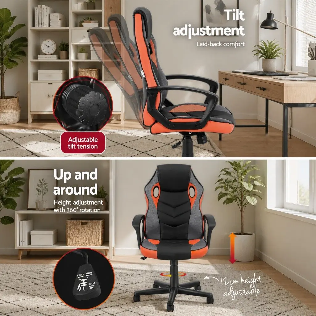 Gaming Office Chair High Back Orange Adjustable