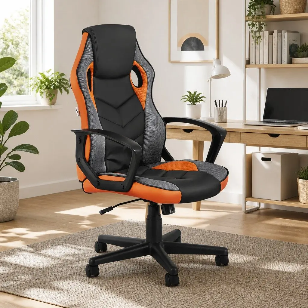 Gaming Office Chair High Back Orange Adjustable