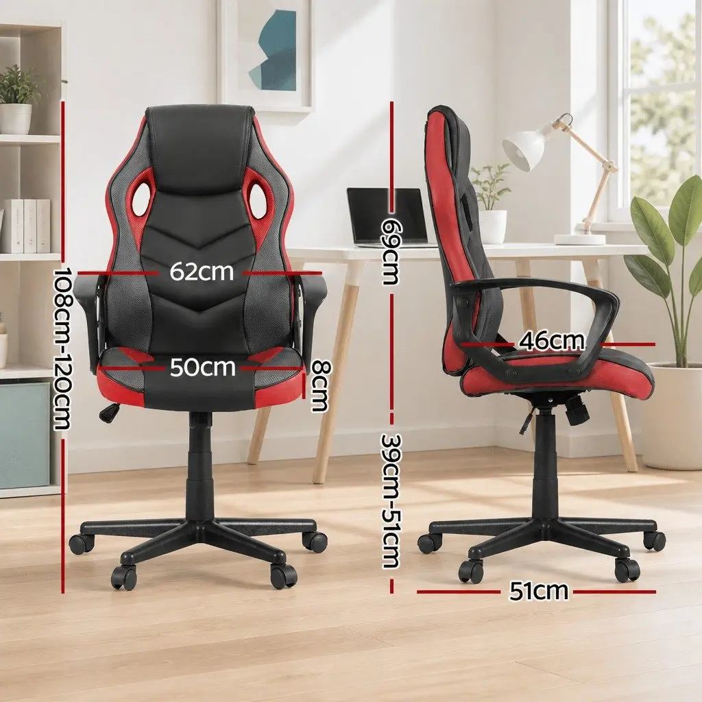 Gaming Office Chair High Back Adjustable Red