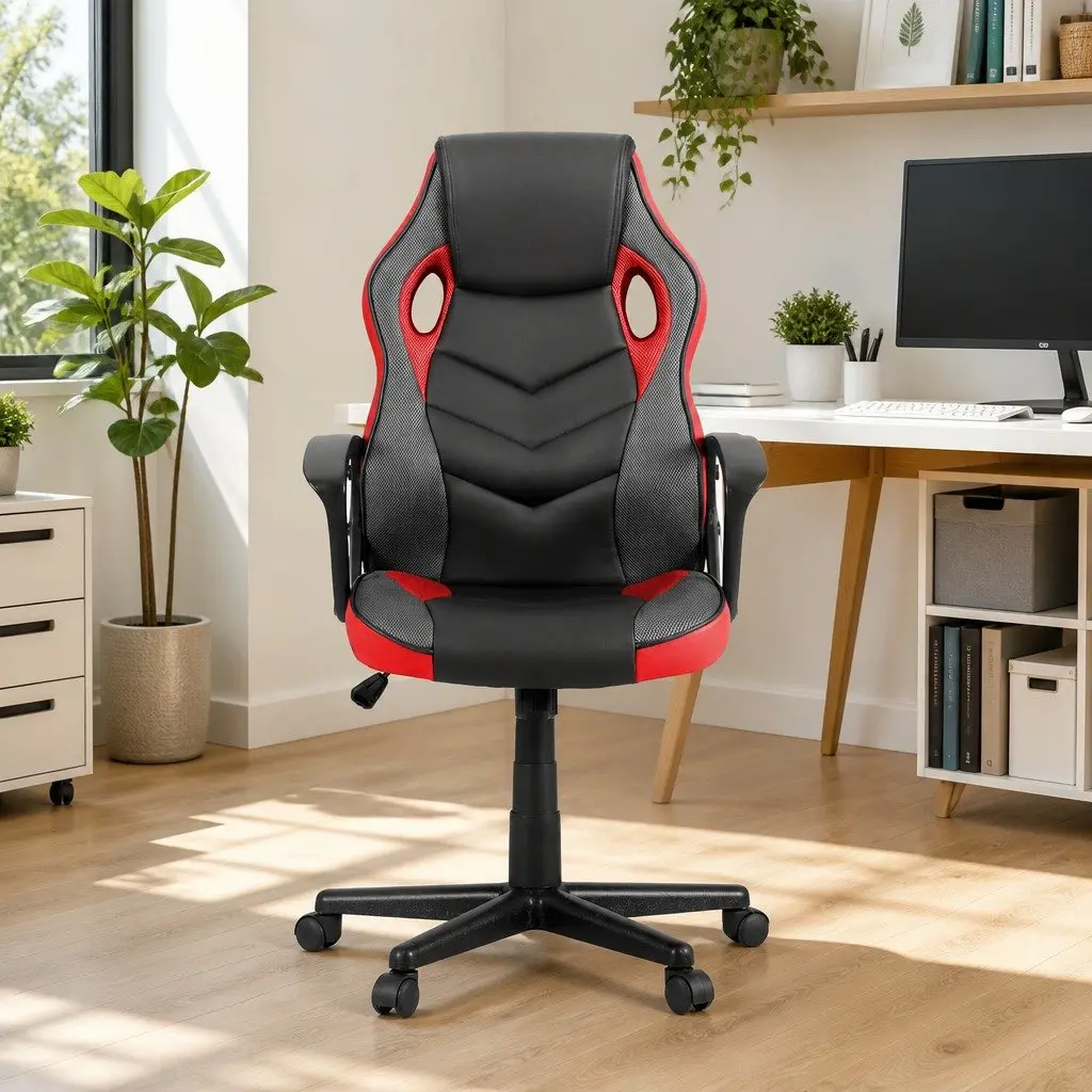 Gaming Office Chair High Back Adjustable Red