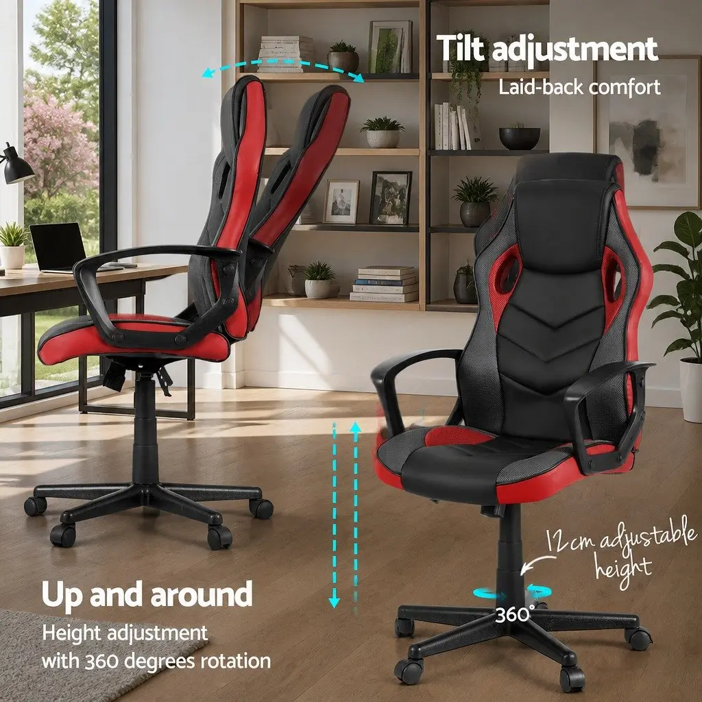 Gaming Office Chair High Back Adjustable Red