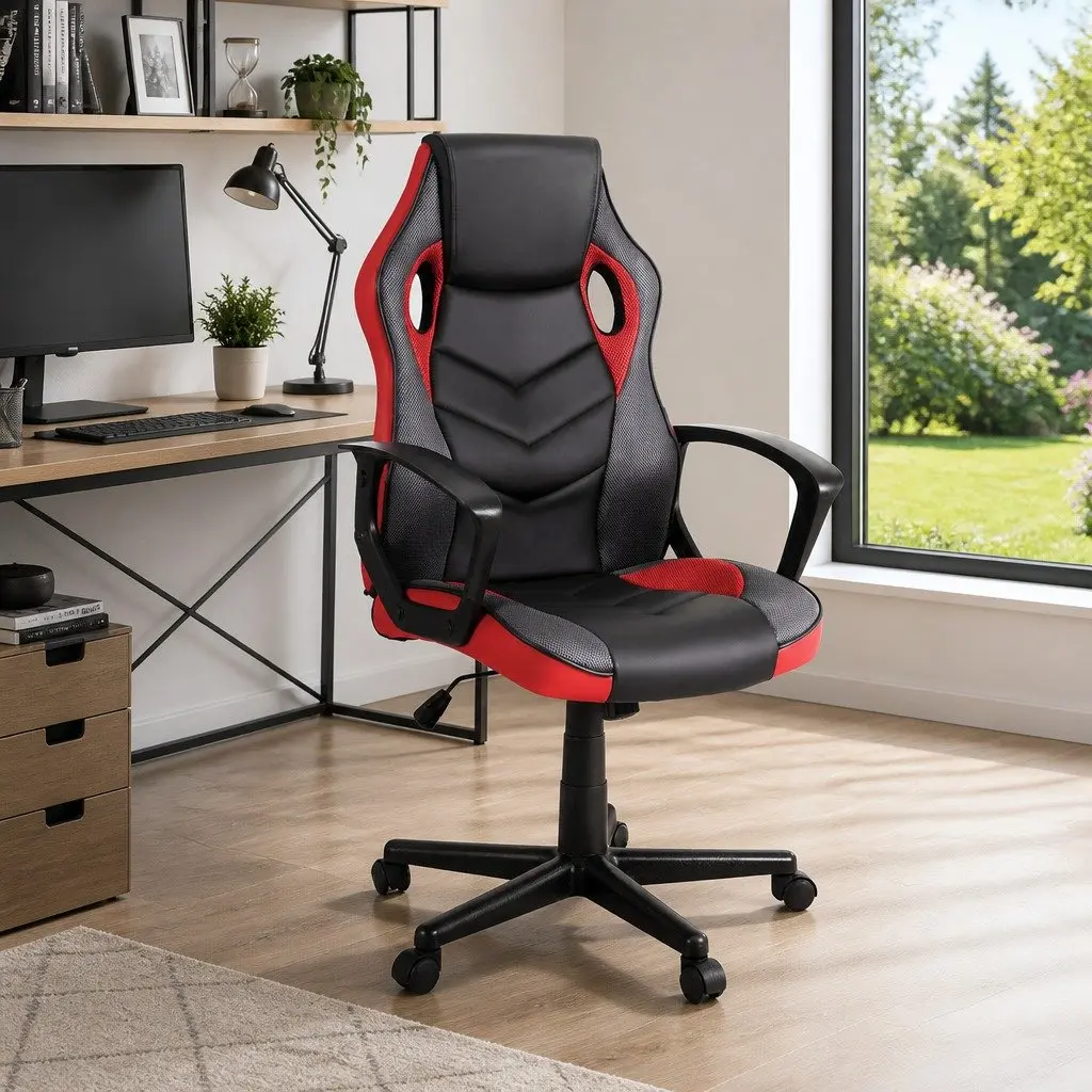 Gaming Office Chair High Back Adjustable Red