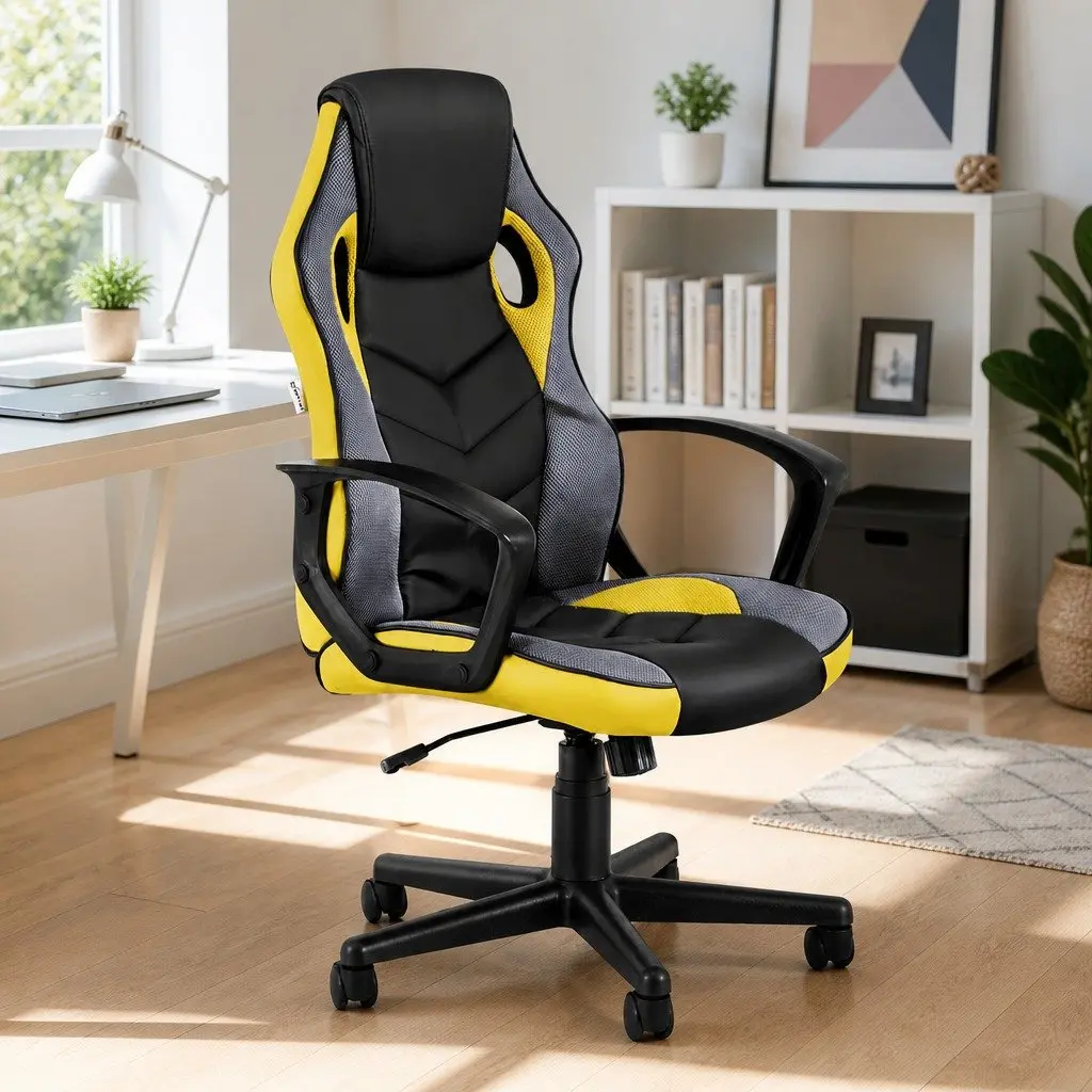 Gaming Office Chair Computer Executive Racing High Back Yellow Desk Seat