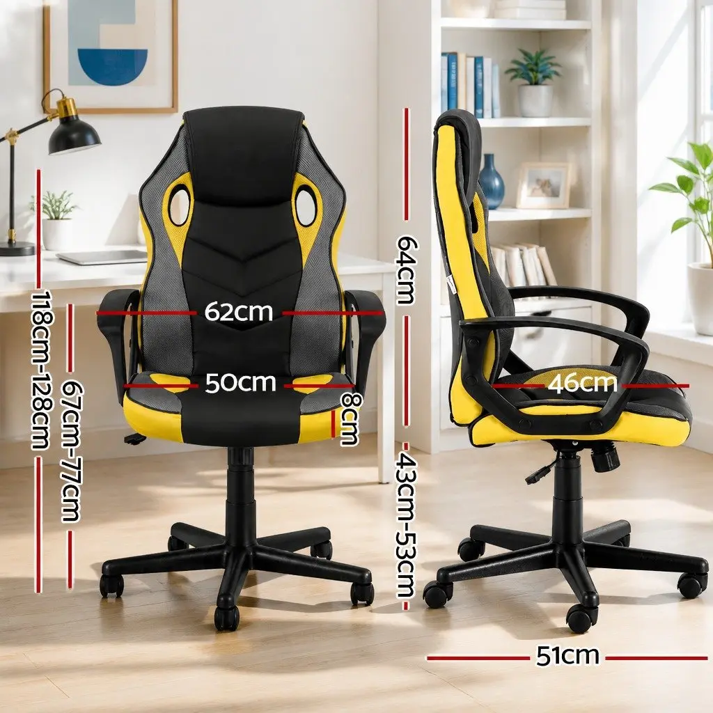 Gaming Office Chair Computer Executive Racing High Back Yellow Desk Seat
