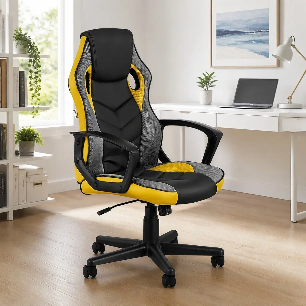 Gaming Office Chair Computer Executive Racing High Back Yellow Desk Seat