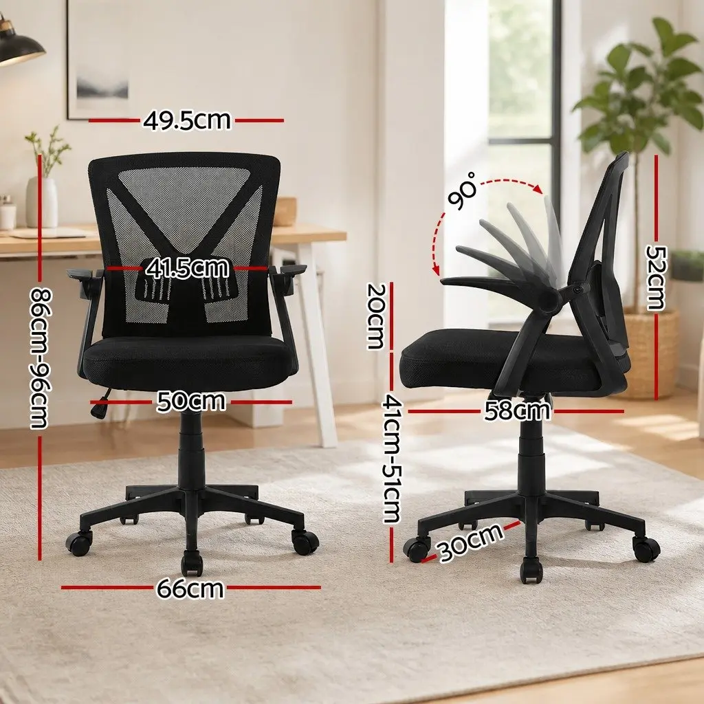 Mesh Office Chair Ergonomic Mid Back Black 2 Pack Adjustable Lumbar Support