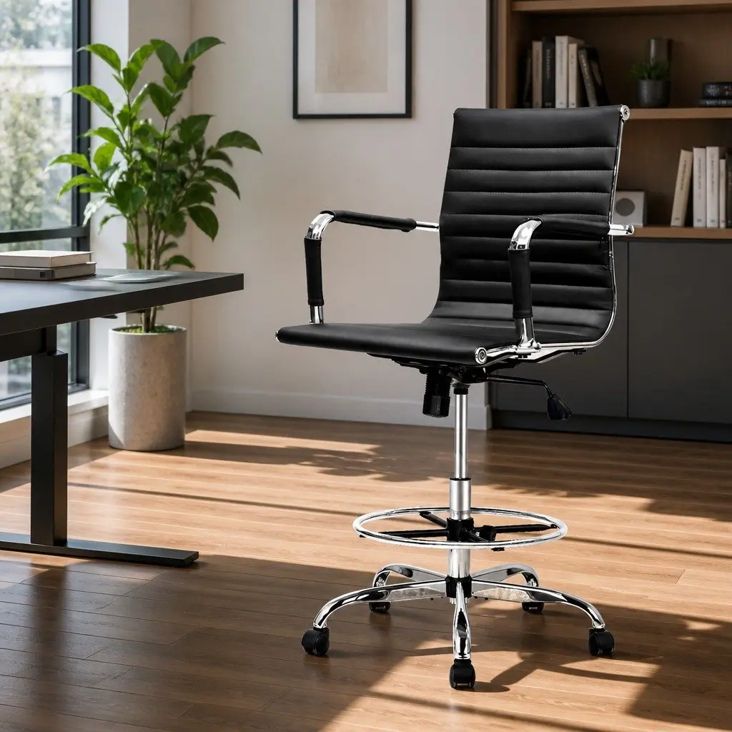 Black Drafting Stool