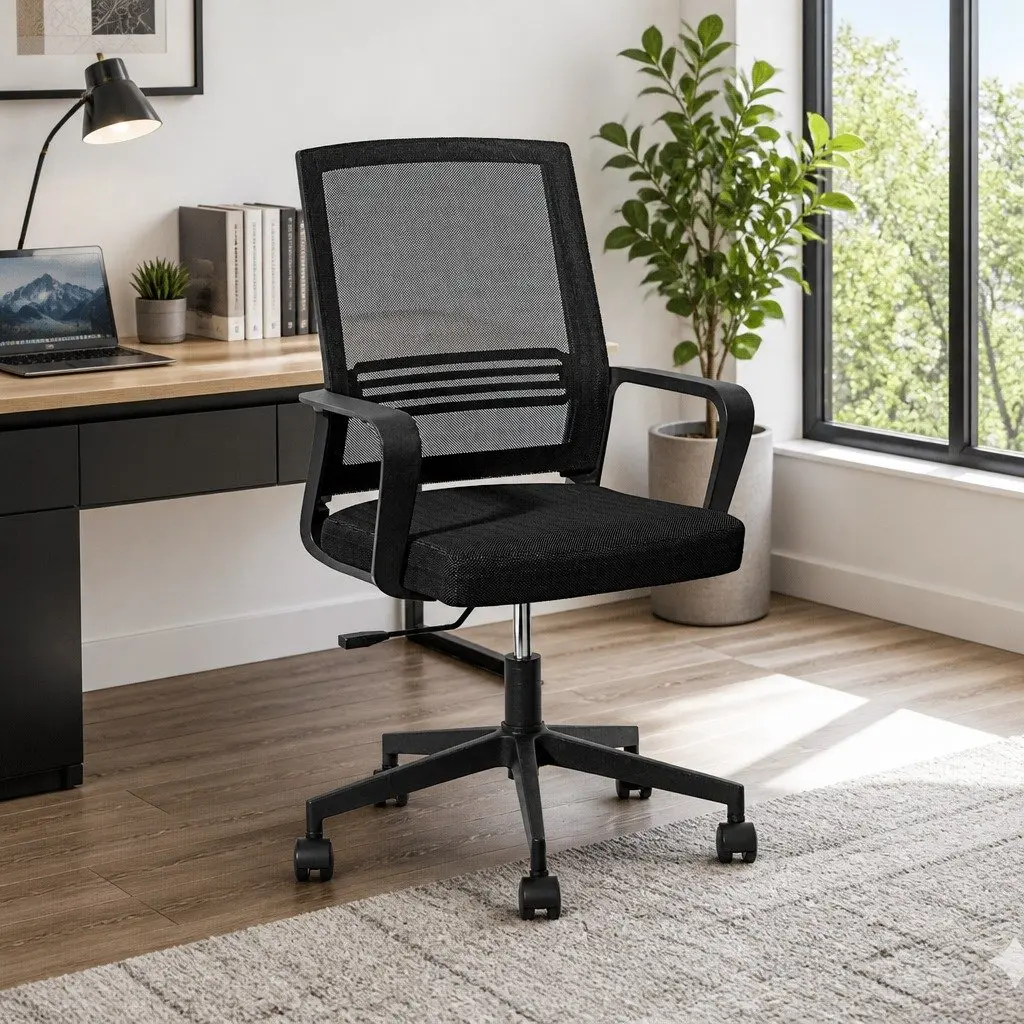 Mesh Office Chair Computer Gaming Desk Chairs Work Study Mid Back Black