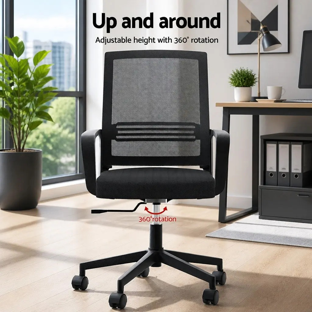 Mesh Office Chair Computer Gaming Desk Chairs Work Study Mid Back Black