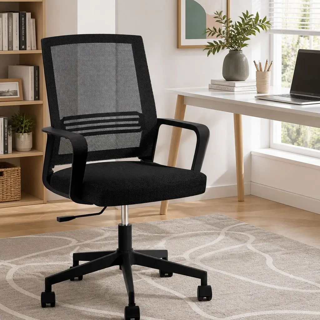 Mesh Office Chair Computer Gaming Desk Chairs Work Study Mid Back Black