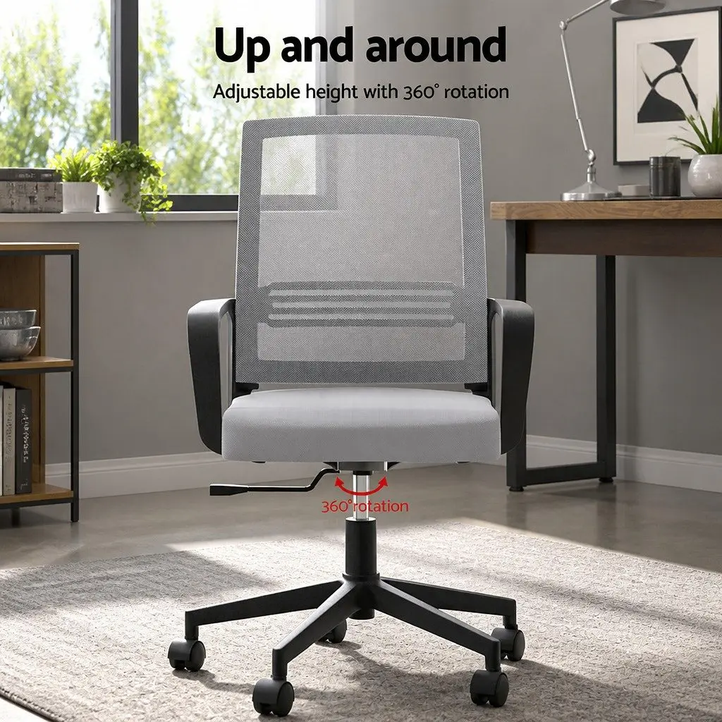 Mesh Office Chair Computer Gaming Desk Chairs Work Study Mid Back Grey