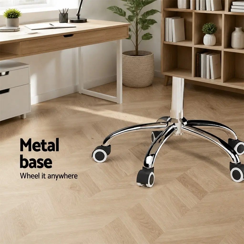 Office Chair Conference Seating PU Leather Low Back Rotatable White Desk