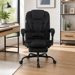 Executive Office Chair High-Back Racing Computer Desk Seat with Footrest Black