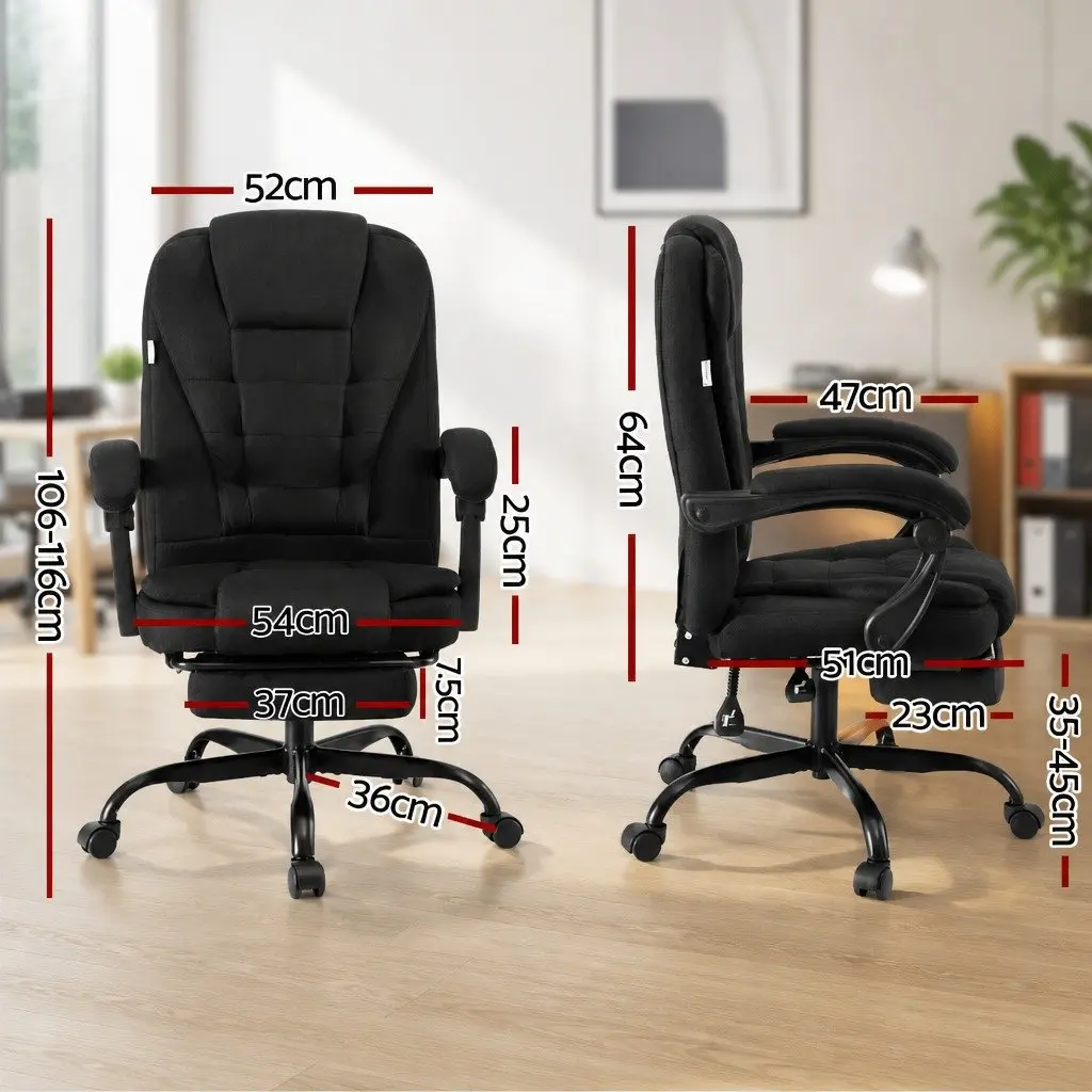 Executive Office Chair High-Back Racing Computer Desk Seat with Footrest Black