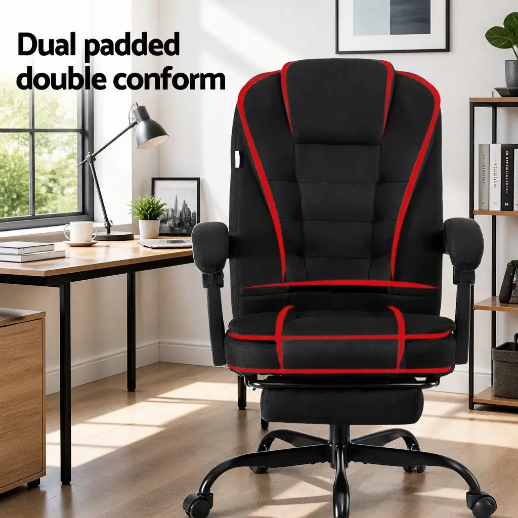 Executive Office Chair High-Back Racing Computer Desk Seat with Footrest Black