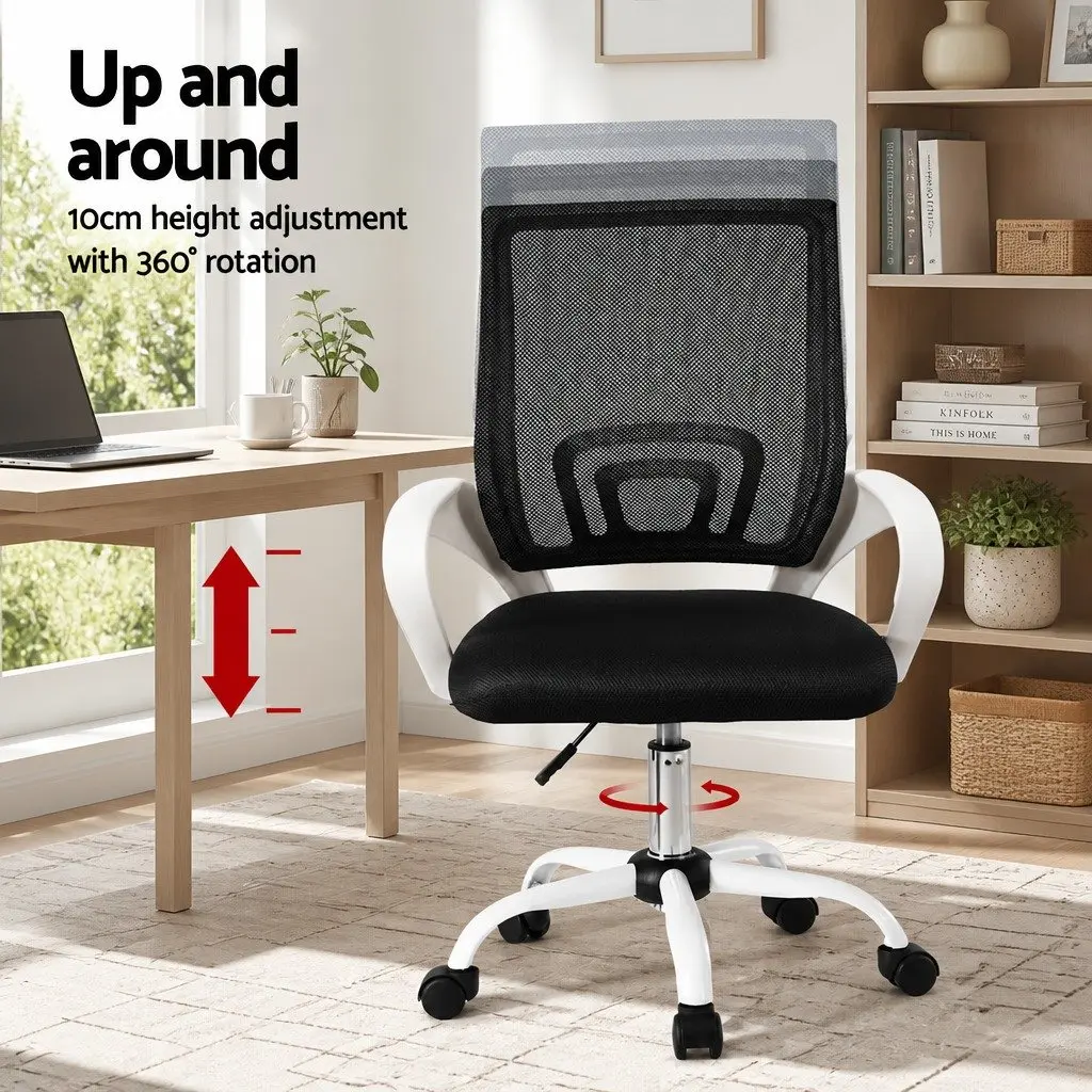 Mesh Office Chair Computer Desk Chairs Work Study Mid Back White x2