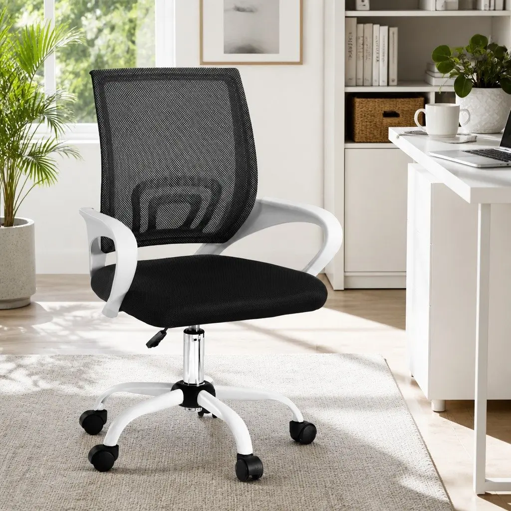 Mesh Office Chair Mid Back Computer Desk Gaming Work Study Swivel Chrome Base