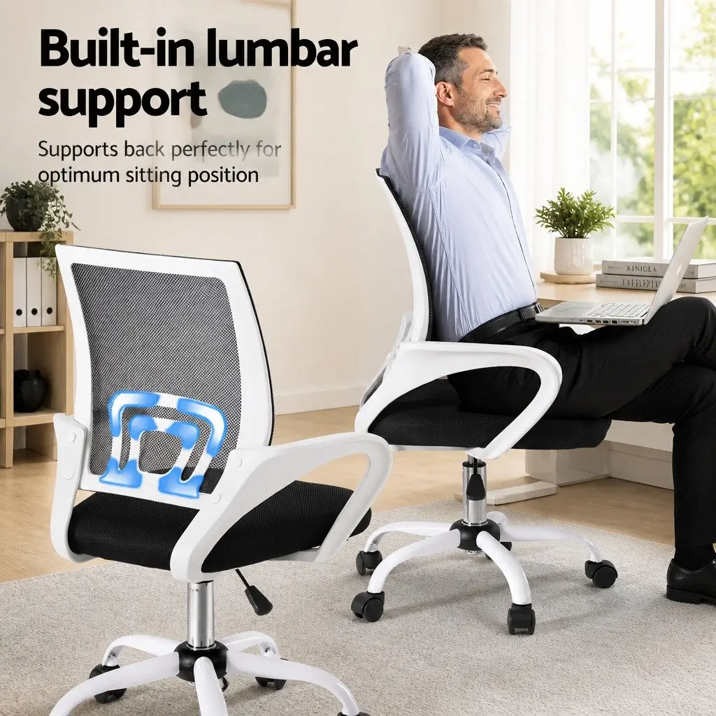 Mesh Office Chair Mid Back Computer Desk Gaming Work Study Swivel Chrome Base