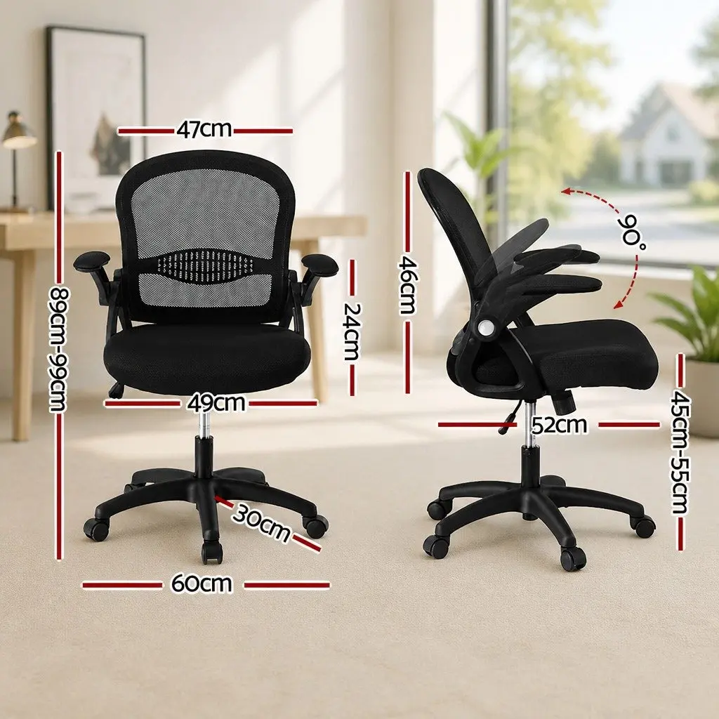 Mesh Office Chair Mid Back Black 2 Piece