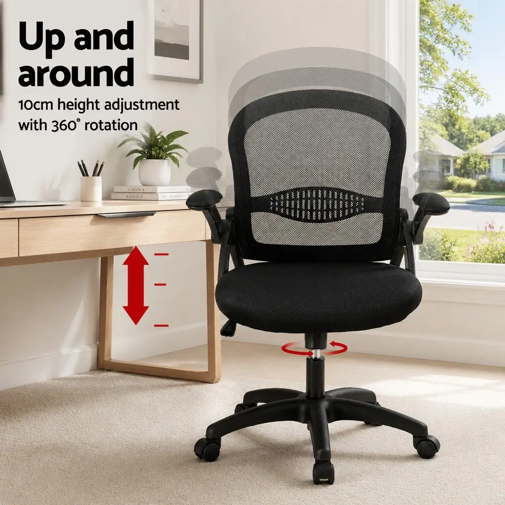 Mesh Office Chair Mid Back Black 2 Piece