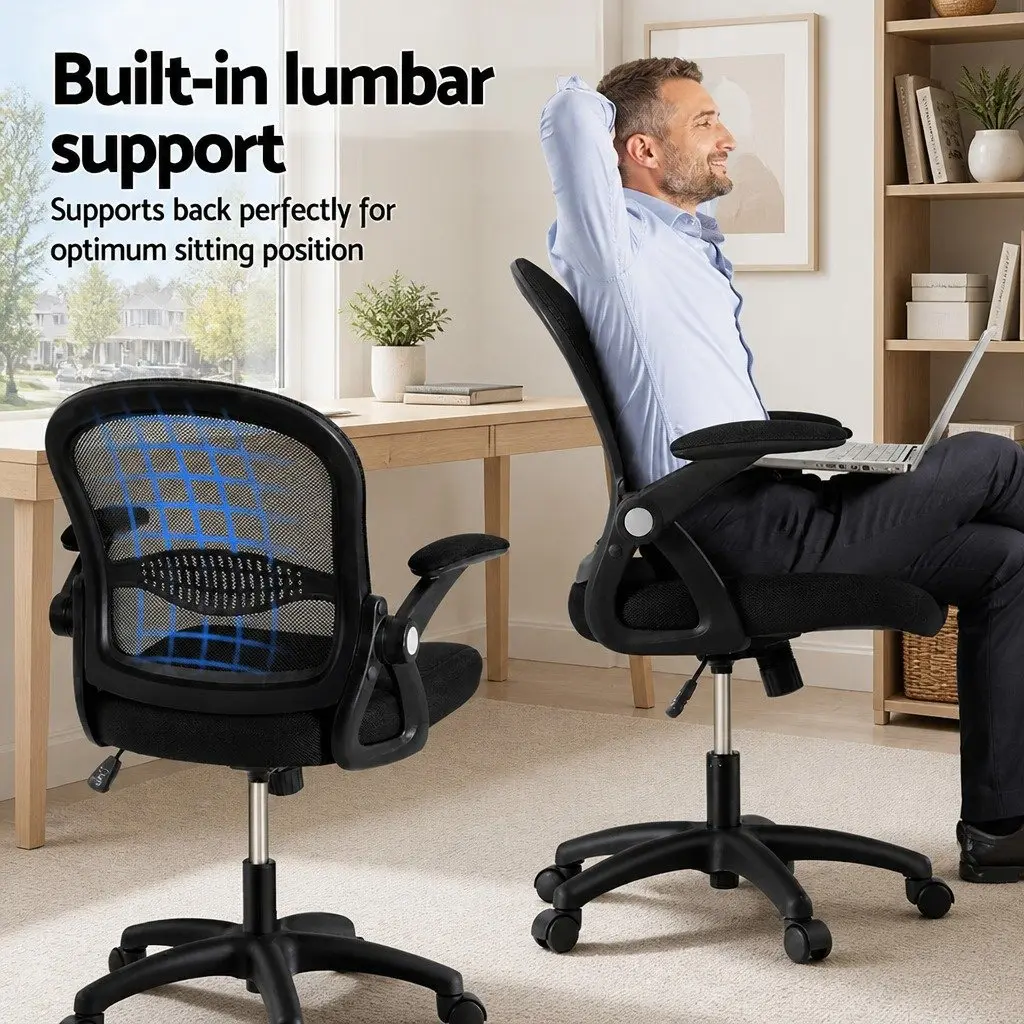 Mesh Office Chair Mid Back Black 2 Piece