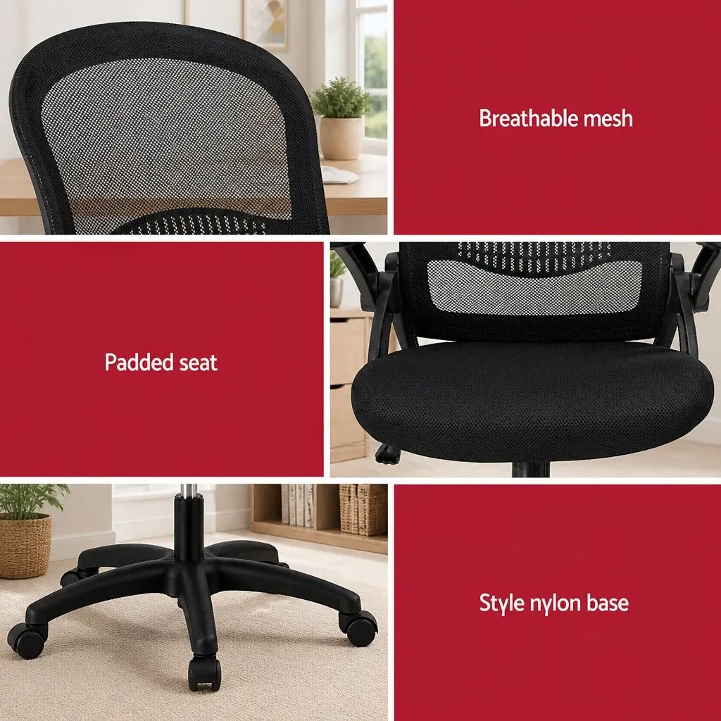 Mesh Office Chair Mid Back Black 2 Piece